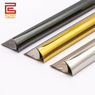Trim de azulejos de aço inoxidável dourado Bullnose 2,5 m Quarta ronda
