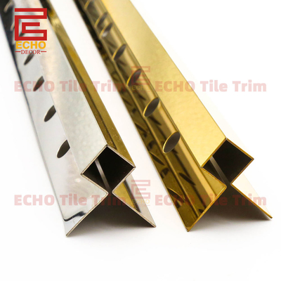Perfil de Azulejo em Aço Inoxidável 10mm com Borda Quadrada para Cantos Externos